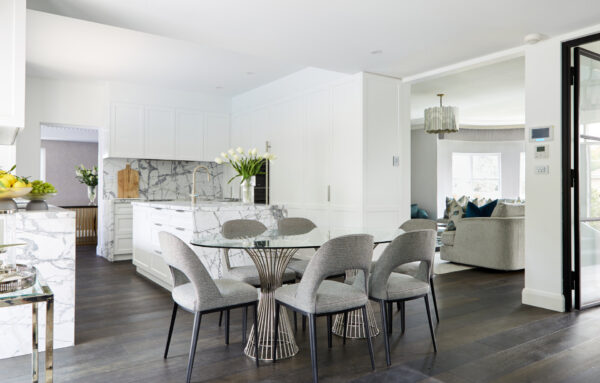 Dining Chairs around a glass table in a kitchen in Dover Heights